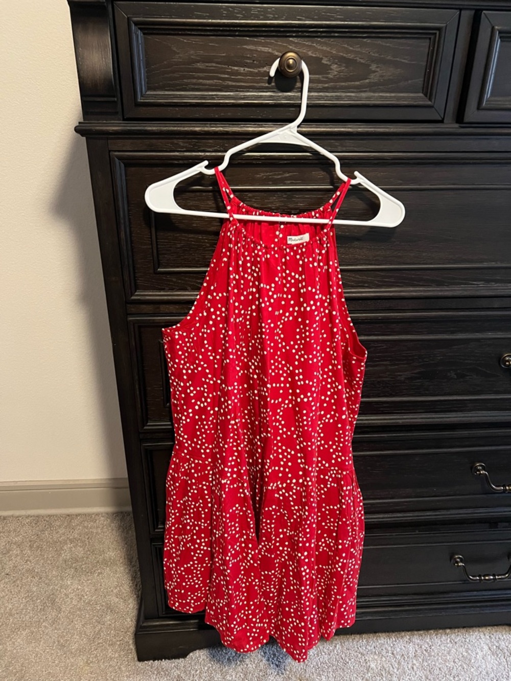 Madewell Red Polka Dot Halter Dress
